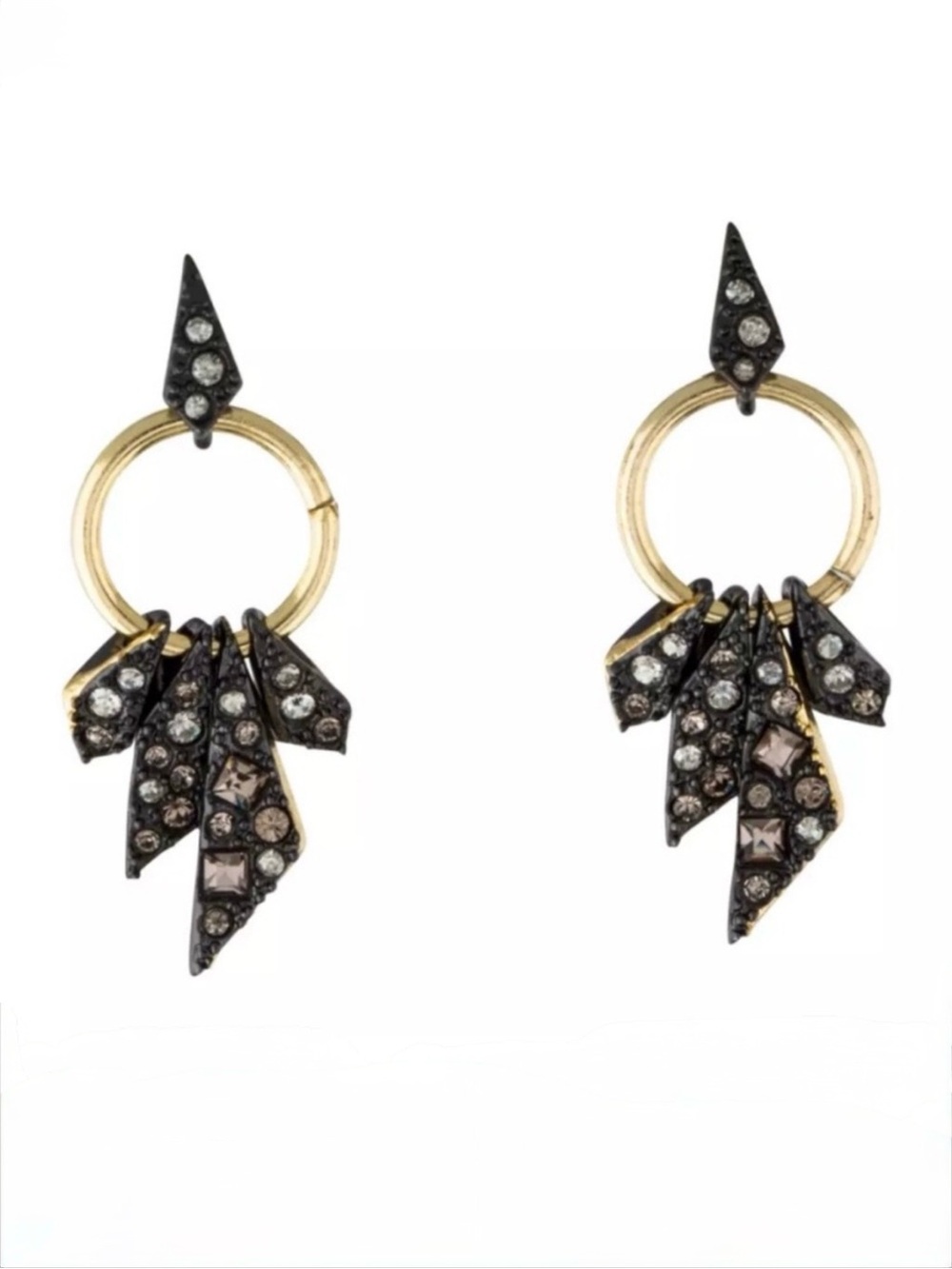 NEW Alexis Bittar Earrings Origami Shard Two Tone Gold Gunmetal JN21